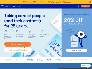 1800contacts.com screenshot