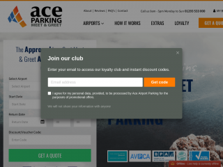 aceairportparking.co.uk screenshot