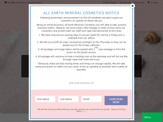 allearthmineralcosmetics.com screenshot