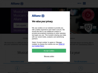 allianzmusicalinsurance.co.uk screenshot