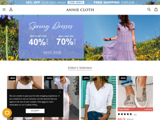 anniecloth.com screenshot