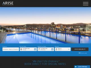 arisehotels.com.au screenshot