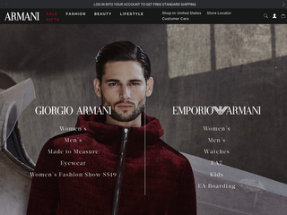 armani.com screenshot