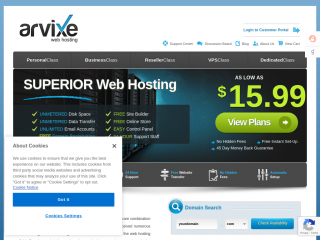 arvixe.com screenshot