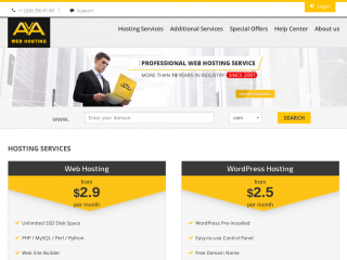 avahost.net screenshot
