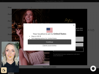 ayucosmetics.com screenshot