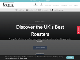 beanscoffeeclub.com screenshot