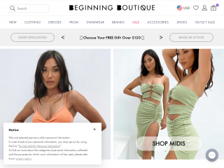 beginningboutique.com screenshot