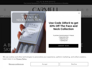 carmellcosmetics.com screenshot