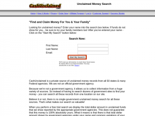 cashunclaimed.com screenshot