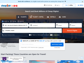 cheapoair.ca screenshot