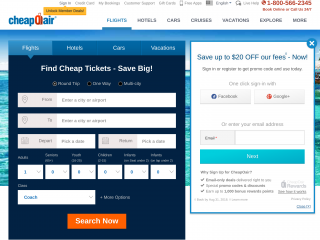 cheapoair.com screenshot