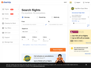 cleartrip.com screenshot