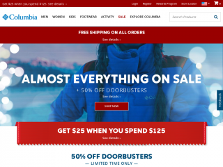 columbia.com screenshot