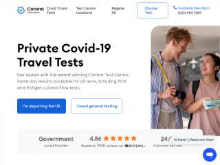 coronatestcentre.com screenshot