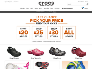 crocs.com screenshot