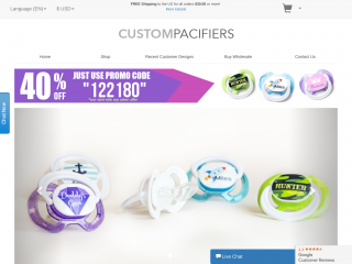 custompacifiers.com screenshot