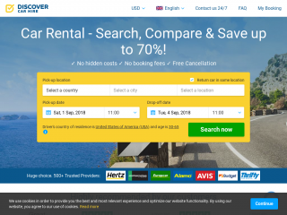 discovercarhire.com screenshot