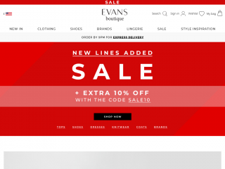 evans.co.uk screenshot