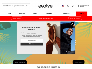 evolveclothing.com screenshot