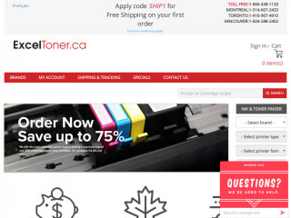 exceltoner.ca screenshot