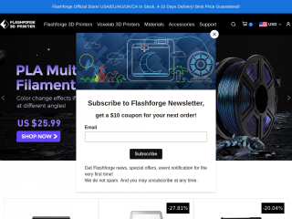flashforgeshop.com screenshot