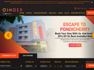 gingerhotels.com screenshot