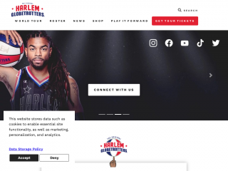 harlemglobetrotters.com screenshot