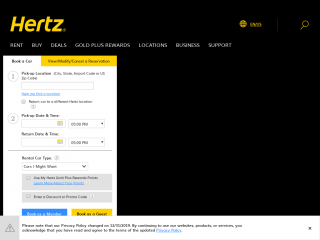 hertz.com screenshot