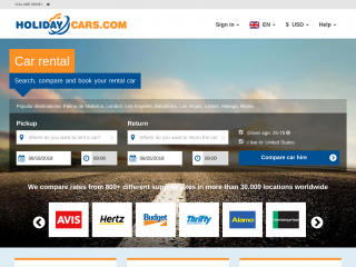 holidaycars.com screenshot