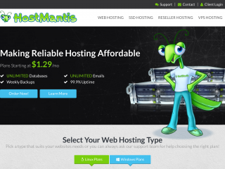 hostmantis.com screenshot