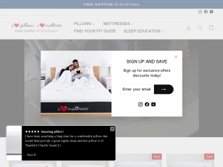 ilovemypillow.com screenshot