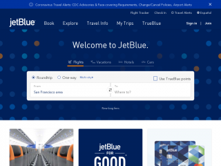 jetblue.com screenshot