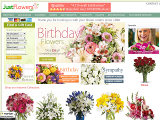 justflowers.com screenshot