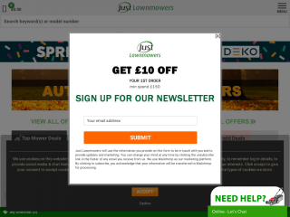 justlawnmowers.co.uk screenshot