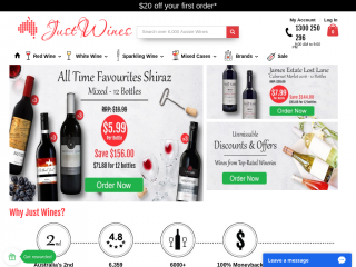 justwines.com.au screenshot