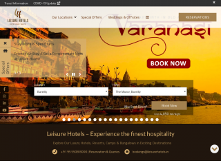 leisurehotels.co.in screenshot