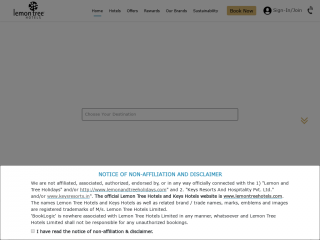 lemontreehotels.com screenshot