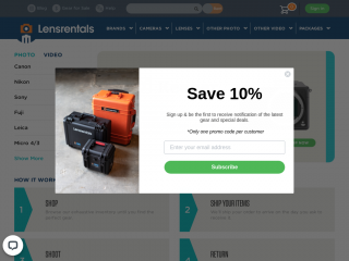 lensrentals.com screenshot