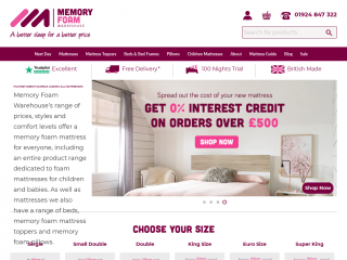 memoryfoamwarehouse.co.uk screenshot