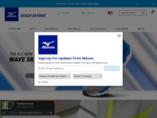 mizuno.com screenshot