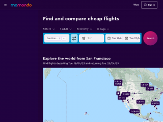 momondo.ca screenshot