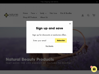 naturesskinandbody.com screenshot