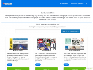 newspapersubscriptions.ca screenshot