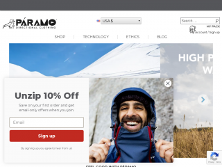 paramo-clothing.com screenshot