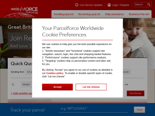 parcelforce.com screenshot