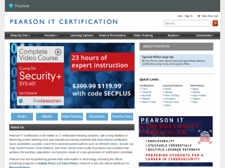 pearsonitcertification.com screenshot