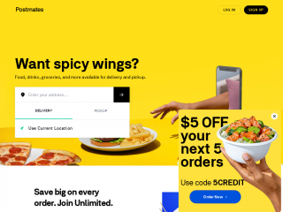 postmates.com screenshot