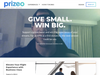 prizeo.com screenshot