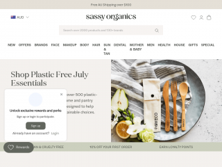 sassyorganics.com.au screenshot